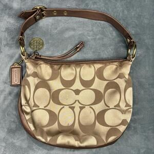 Vintage Coach Y2K Soho Demi Hobo Shoulder Bag Tan Brown Signature 13636